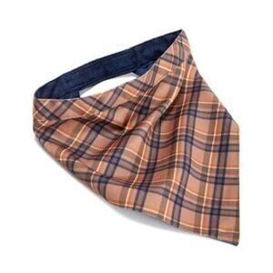 House of Barker Plaid/Denim Reversible Dog Bandana-Large